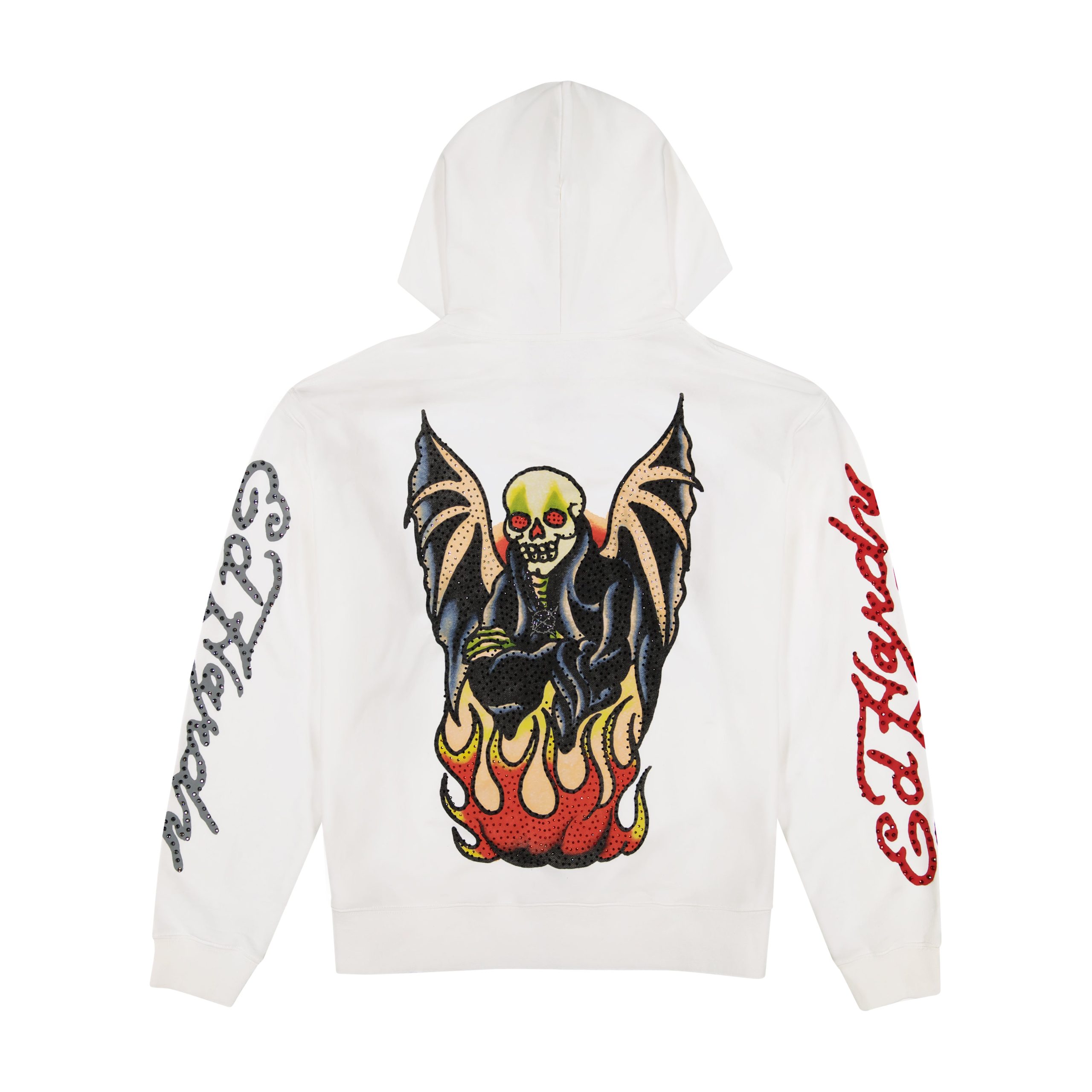 Xman Men's Rhinestone Zip Hoodie White - Image 2