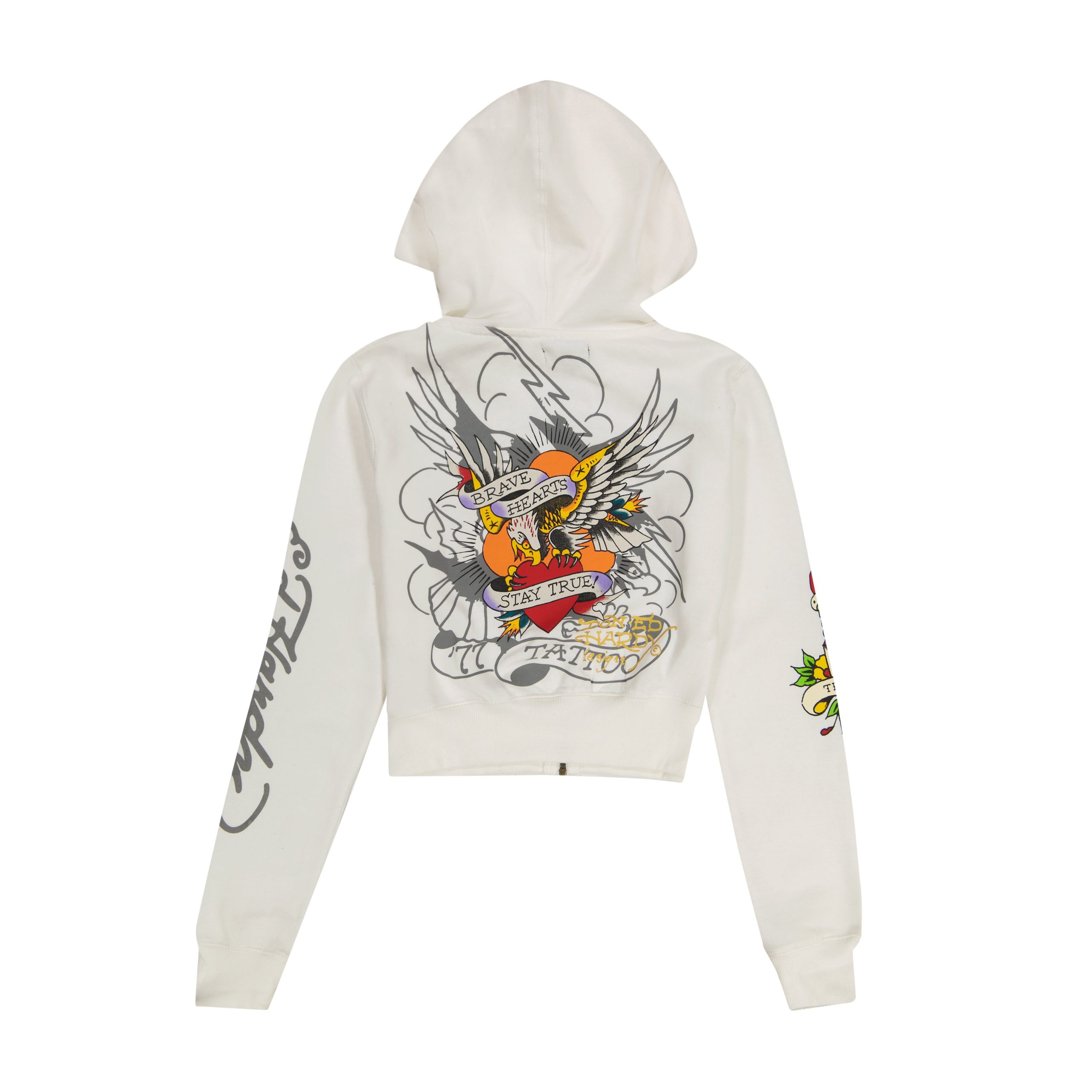 Brave Eagle Cropped Hoodie - White - Image 2