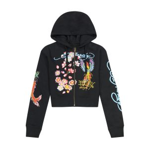Phoenix Cropped Hoodie - Black