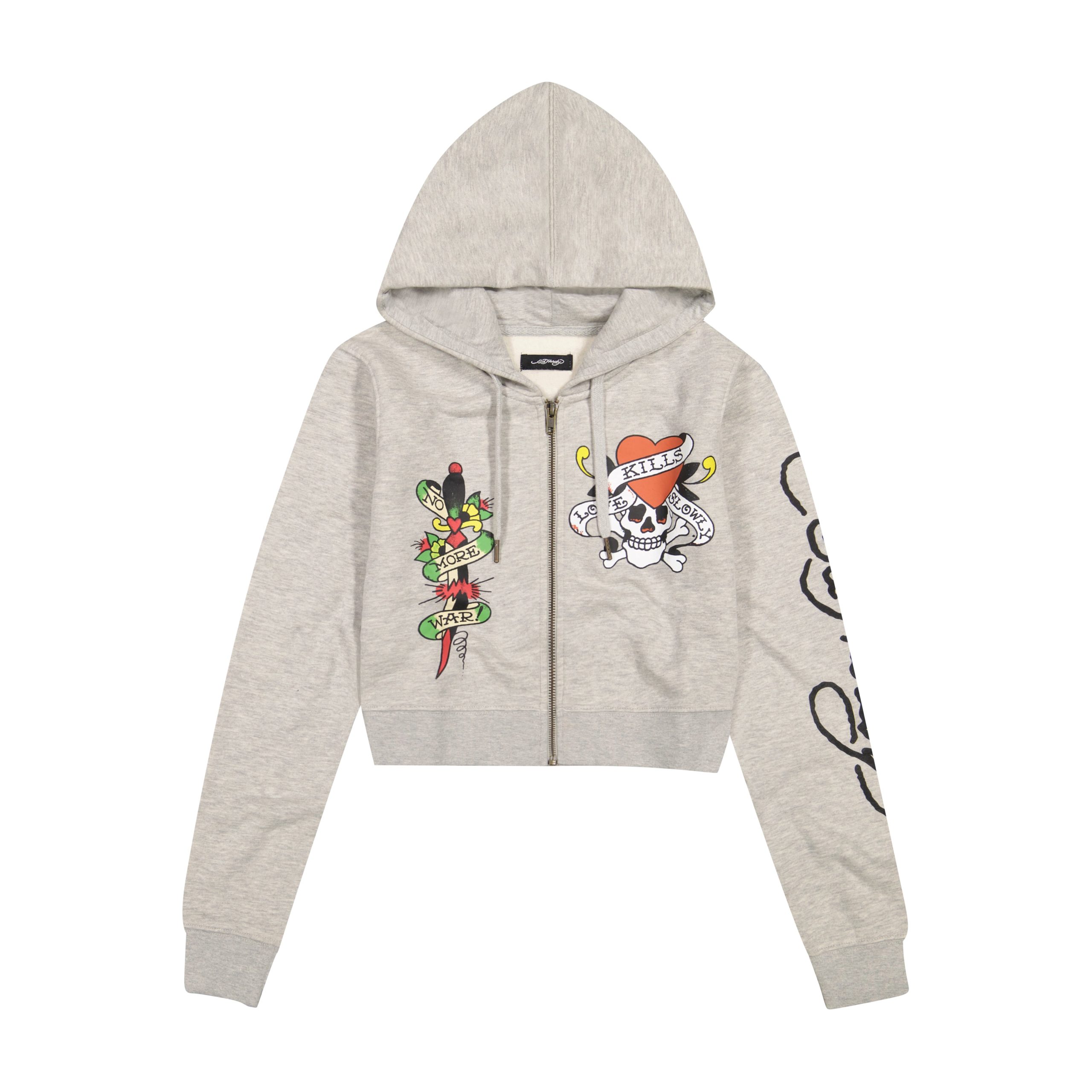 LKS Skull Zip Front Hoodie - Heather Grey