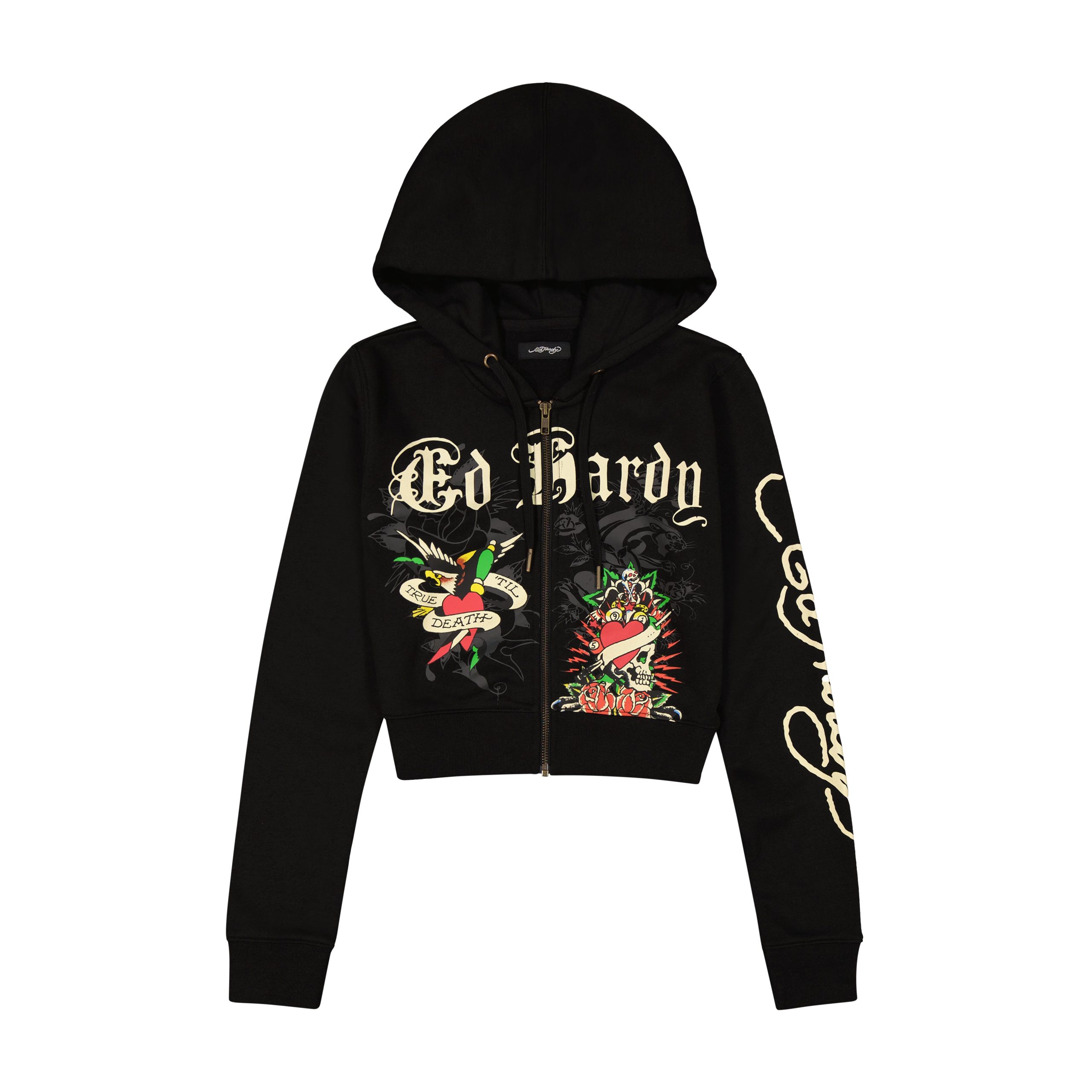 Rose Skull Zip Front Hoodie