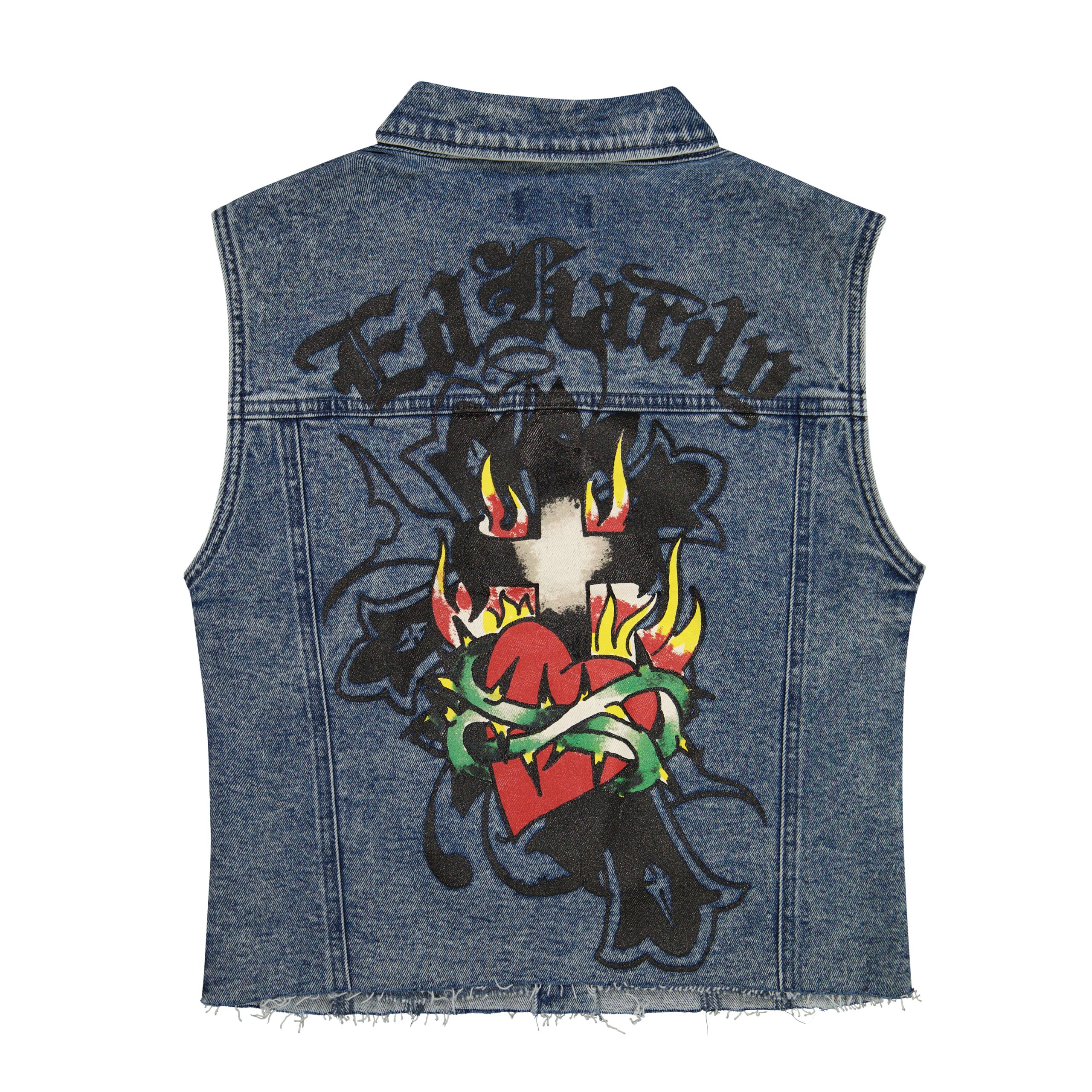 Heart Cross Trucker Denim Vest - Image 2